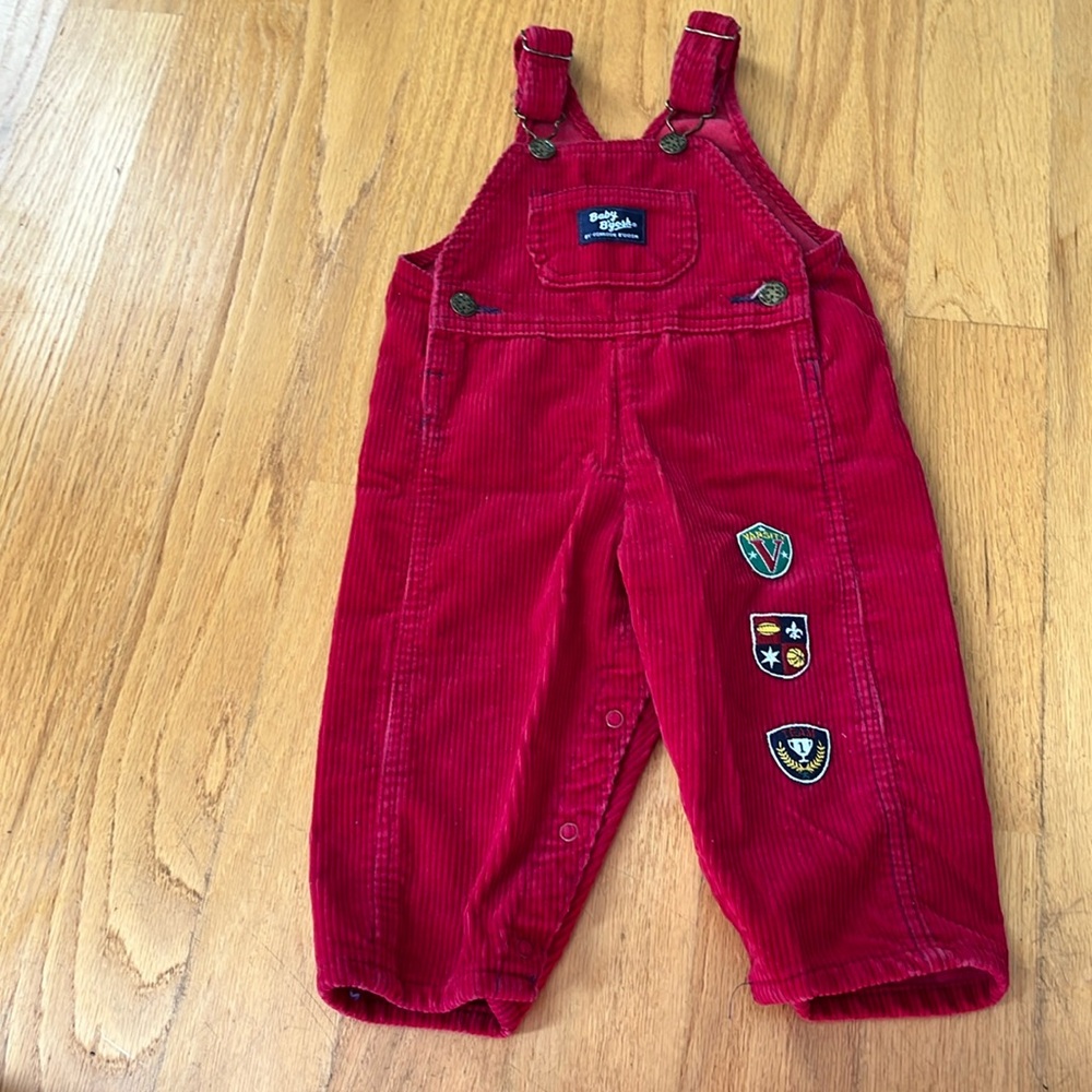Oshkosh b’gosh vintage made in the USA vest back wide wale red corduroy overalls